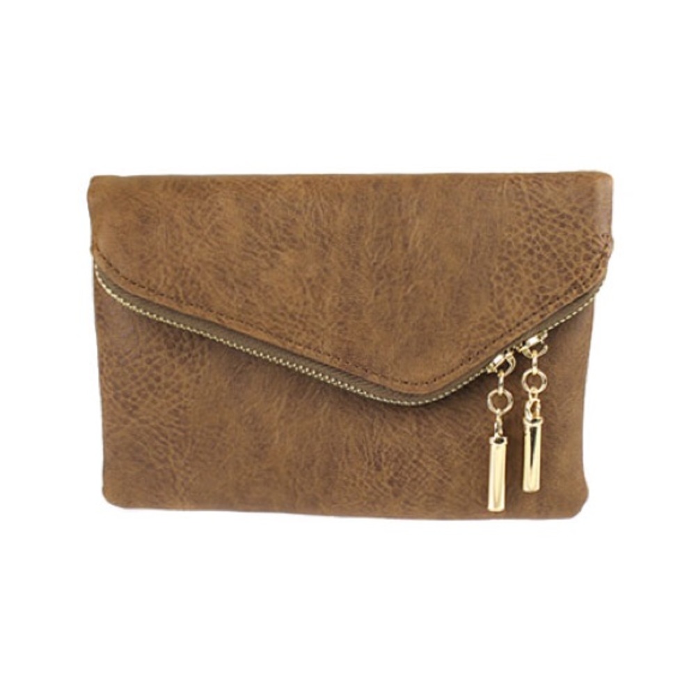 BrownFold-over Clutch
